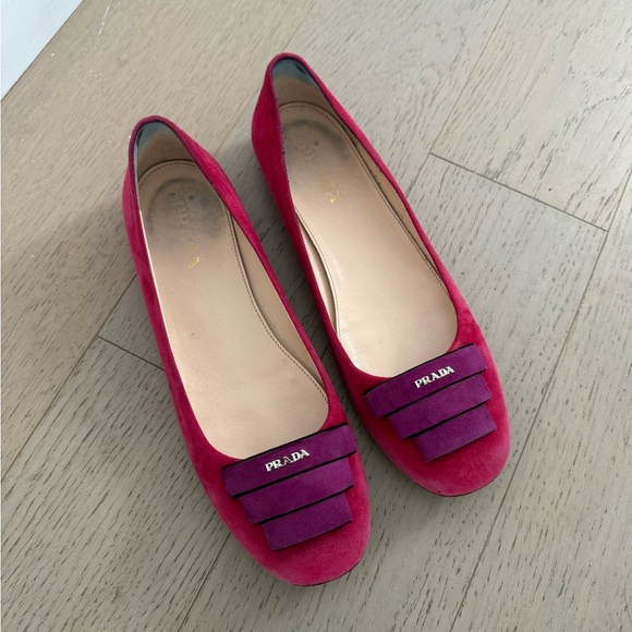 Prada Suede Color Block Ballet Flats - Picture 1 of 6